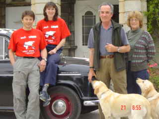 Jo and Tim, Sue and Quentin and dogs